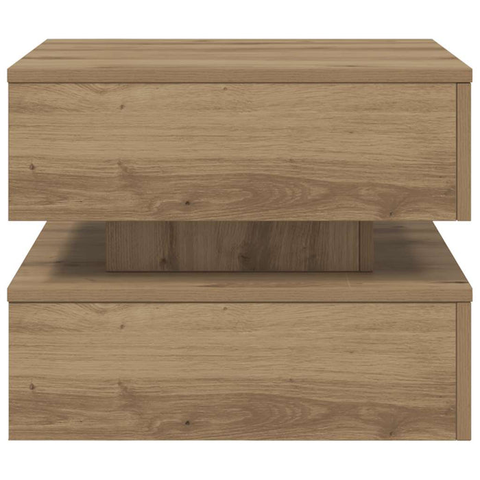 Măsuță de cafea cu lumini LED, stejar artizanal, 50x50x40 cm - WALTI WALTI