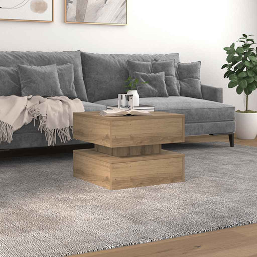 Măsuță de cafea cu lumini LED, stejar artizanal, 50x50x40 cm - WALTI WALTI
