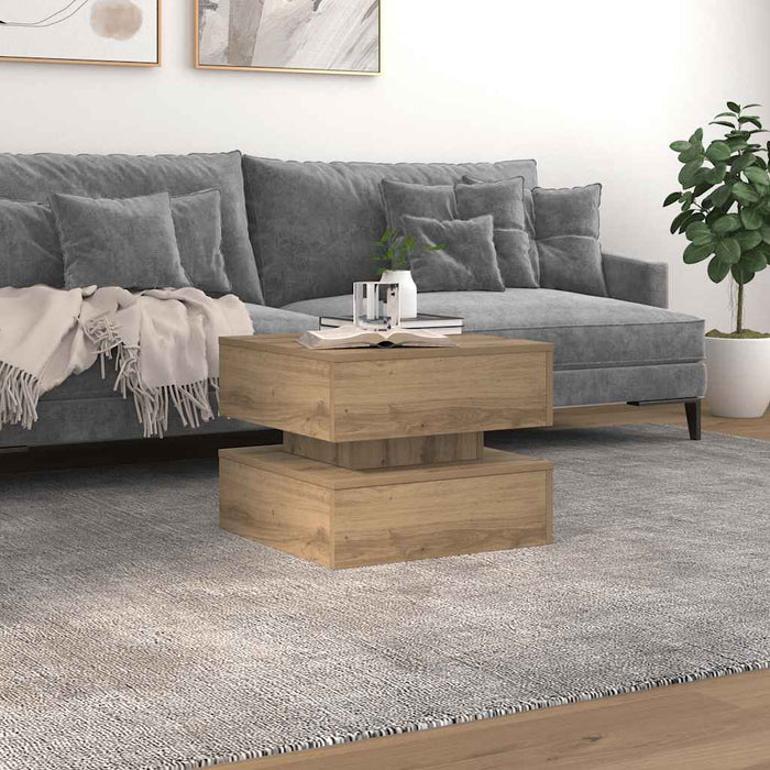 Măsuță de cafea cu lumini LED, stejar artizanal, 50x50x40 cm - WALTI WALTI