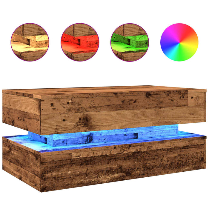Măsuță de cafea cu lumini LED, lemn vechi, 90x50x40 cm - WALTI WALTI