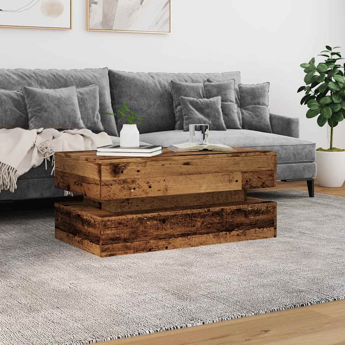 Măsuță de cafea cu lumini LED, lemn vechi, 90x50x40 cm - WALTI WALTI