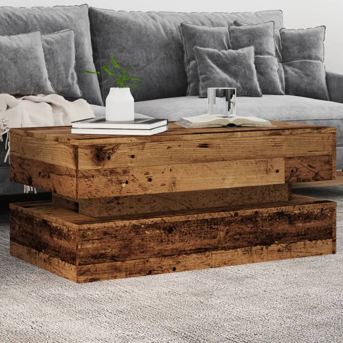 Măsuță de cafea cu lumini LED, lemn vechi, 90x50x40 cm - WALTI WALTI