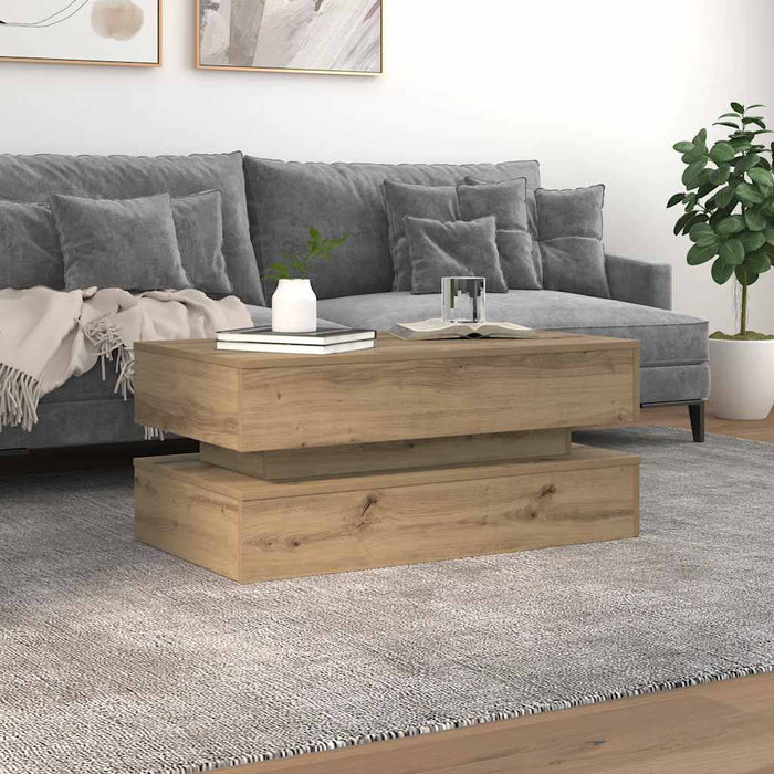Măsuță de cafea cu lumini LED, stejar artizanal, 90x50x40 cm - WALTI WALTI