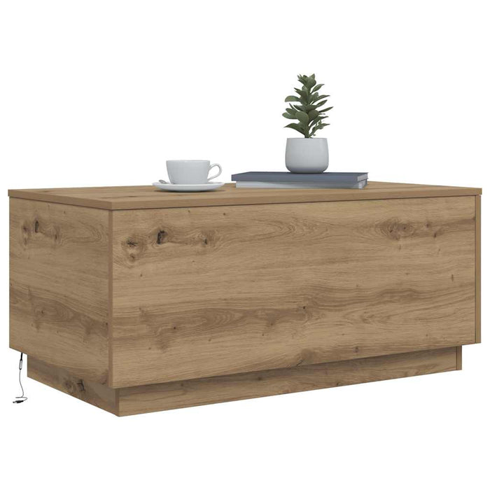 Măsuță de cafea cu lumini LED, stejar artizanal, 90x50x40 cm - WALTI WALTI