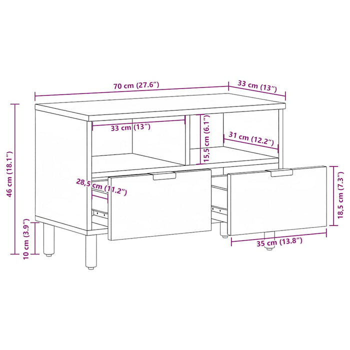 Dulap TV, negru, 70x33x46 cm, lemn prelucrat - WALTI WALTI