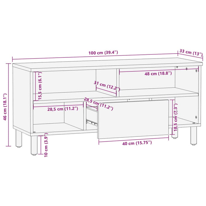 Dulap TV, negru, 100x33x46 cm, lemn prelucrat - WALTI WALTI