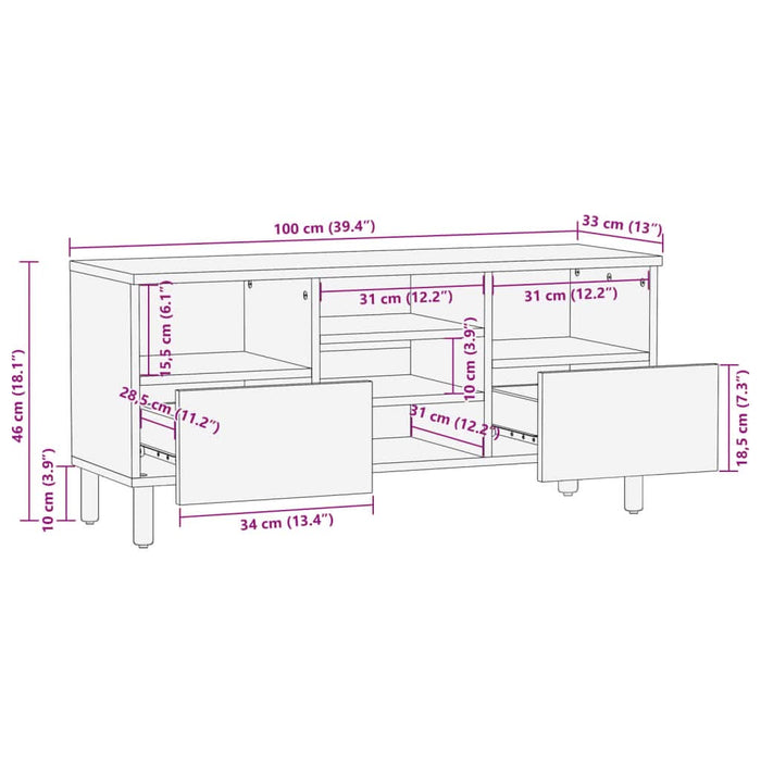 Dulap TV, negru, 100x33x46 cm, lemn prelucrat - WALTI WALTI