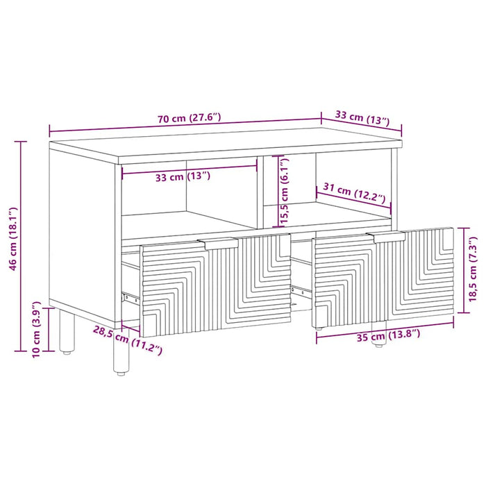 Dulap TV maro 70x33x46 cm lemn masiv de mango - WALTI WALTI