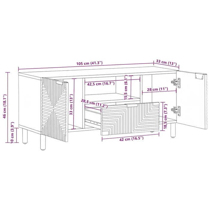 Dulap TV maro 105x33x46 cm lemn masiv de mango WALTI