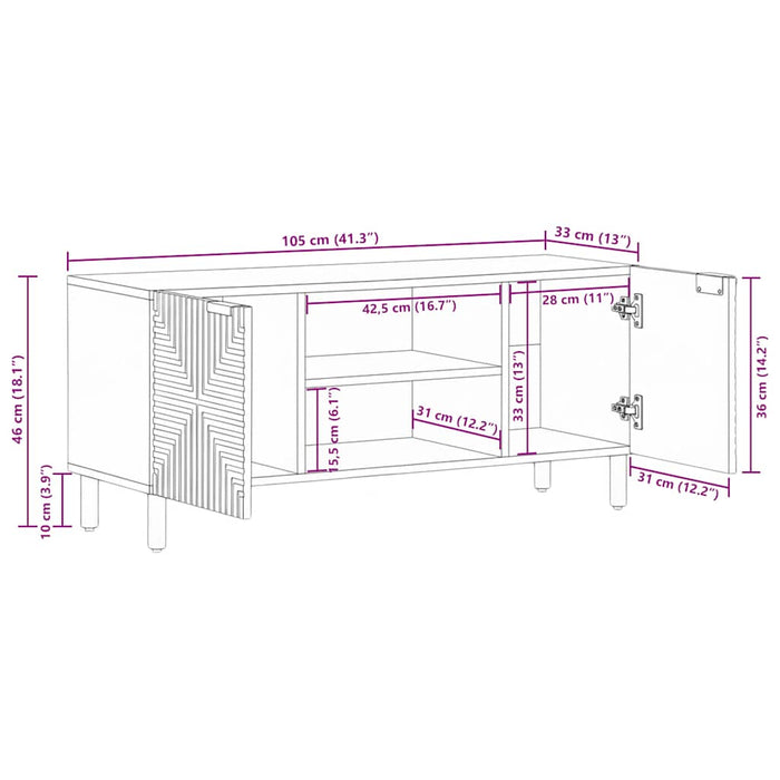 Comodă TV 105x33x46 cm, lemn masiv de acacia - WALTI WALTI