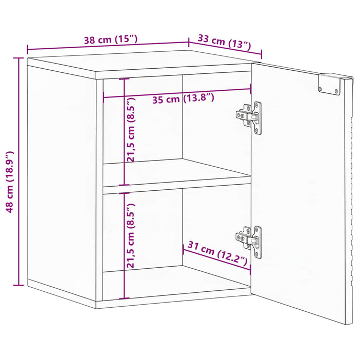 Dulap Suspendat pentru Baie Maro 38 x 33 x 48 cm WALTI