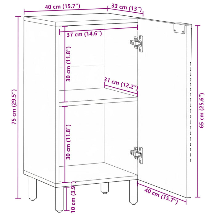 Bufet cu raft cu ușă Maro 40 x 33,5 x 75 cm Lemn de mango solid WALTI