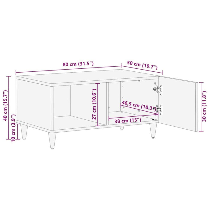 Masuta de cafea gri deschis 80x50x40 cm lemn masiv de mango - WALTI WALTI