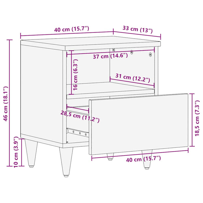 Noptiere 2 buc Gri deschis 40x33x46 cm Lemn masiv de mango WALTI