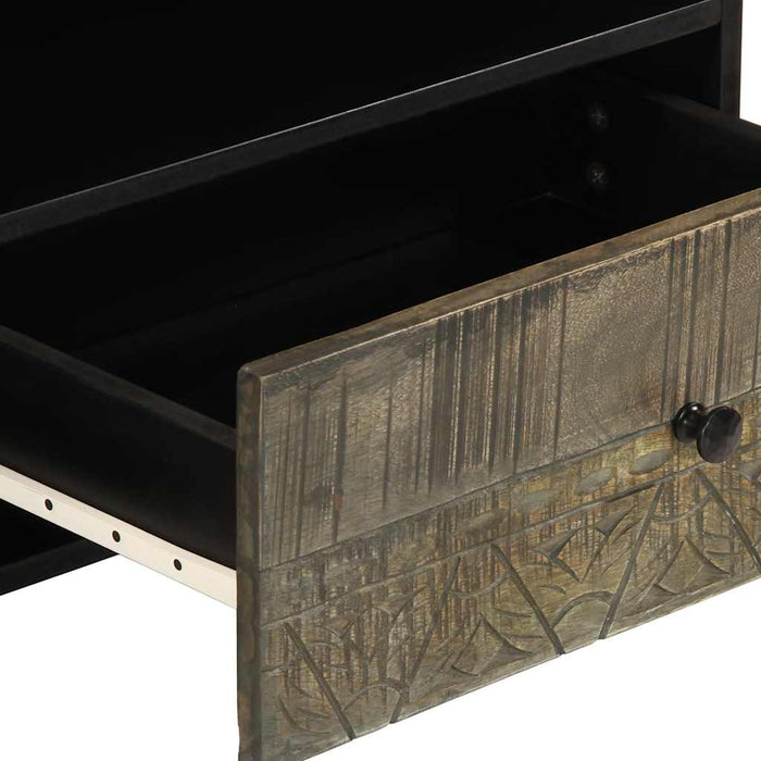 Dulap TV, negru, 80x33x46 cm, lemn masiv de mango - WALTI WALTI