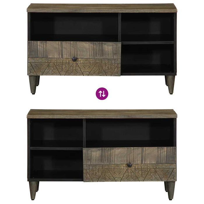 Dulap TV, negru, 80x33x46 cm, lemn masiv de mango - WALTI WALTI