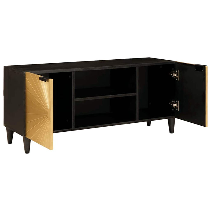 Cabinet TV Negru și Aur 105 x 33 x 46 cm Lemn masiv de mango - WALTI WALTI