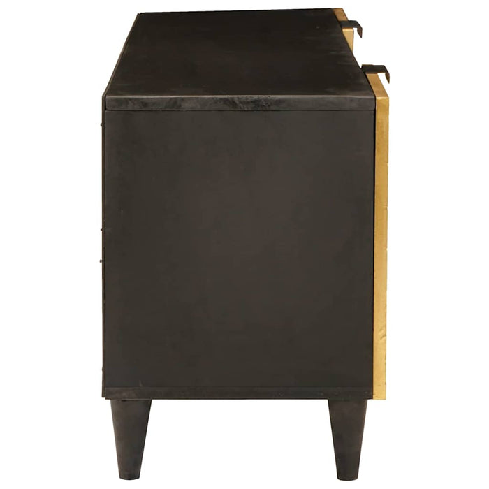Cabinet TV Negru și Aur 105 x 33 x 46 cm Lemn masiv de mango - WALTI WALTI