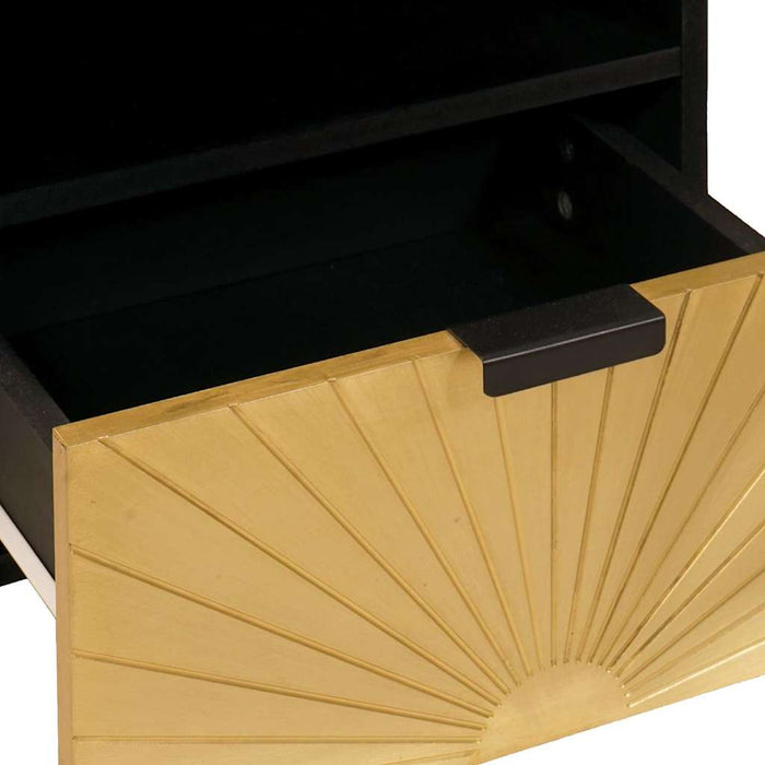 Cabinet TV Negru și Aur 70 x 33 x 46 cm Lemn masiv de mango - WALTI WALTI
