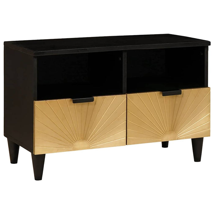 Cabinet TV Negru și Aur 70 x 33 x 46 cm Lemn masiv de mango - WALTI WALTI