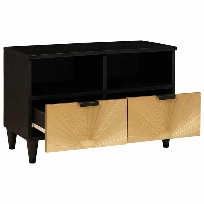 Cabinet TV Negru și Aur 70 x 33 x 46 cm Lemn masiv de mango - WALTI WALTI