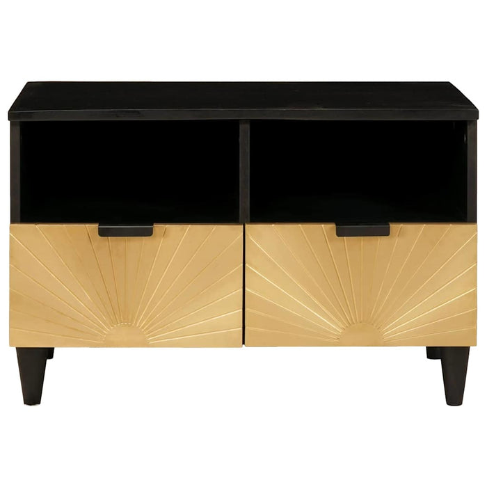 Cabinet TV Negru și Aur 70 x 33 x 46 cm Lemn masiv de mango - WALTI WALTI