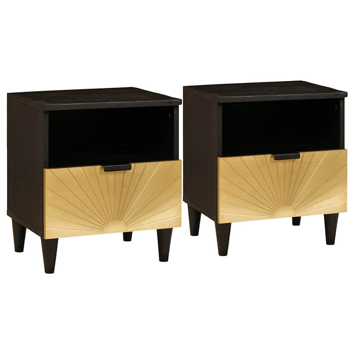 Noptieră 2 pcs Negru și Aur 40 x 33 x 46 cm Lemn masiv de mango - WALTI WALTI