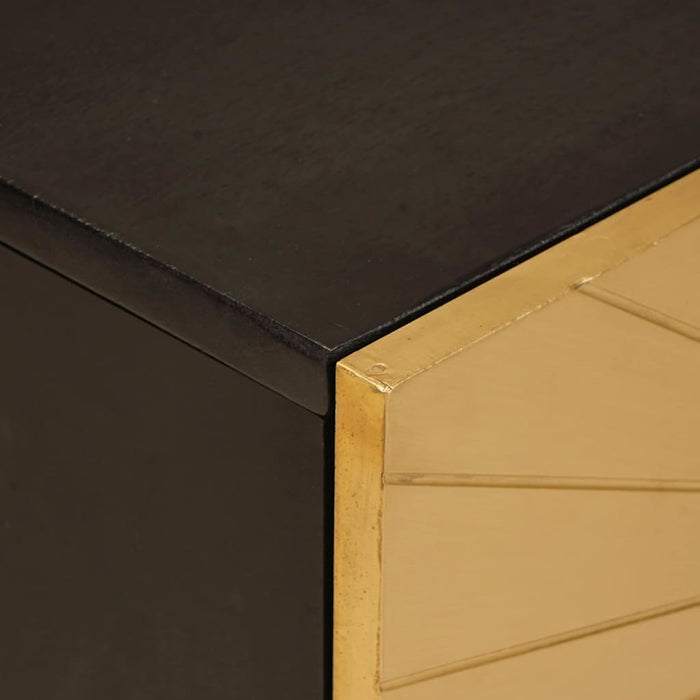 Cabinet TV Negru și Aur 105 x 33 x 46 cm Lemn masiv de mango - WALTI WALTI