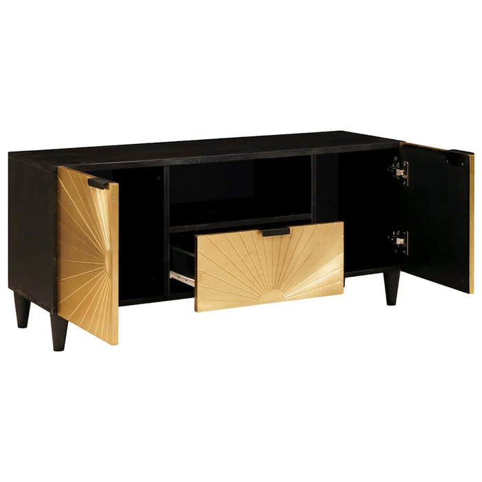 Cabinet TV Negru și Aur 105 x 33 x 46 cm Lemn masiv de mango - WALTI WALTI