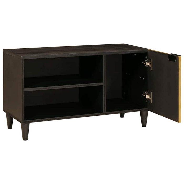 Cabinet TV Negru și Aur 80 x 33 x 46 cm Lemn masiv de mango - WALTI WALTI