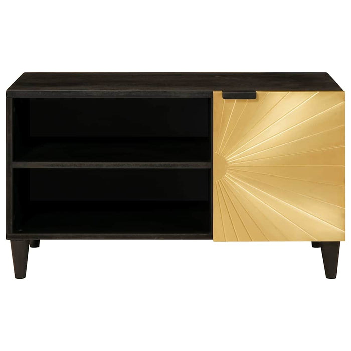Cabinet TV Negru și Aur 80 x 33 x 46 cm Lemn masiv de mango - WALTI WALTI