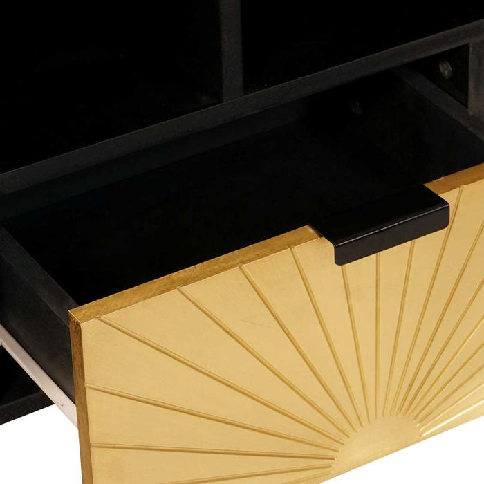 Cabinet TV Negru și Aur 100 x 33 x 46 cm Lemn masiv de mango - WALTI WALTI