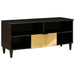 Cabinet TV Negru și Aur 100 x 33 x 46 cm Lemn masiv de mango - WALTI WALTI