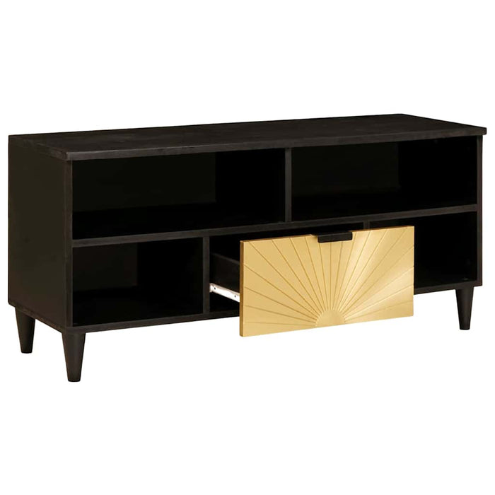 Cabinet TV Negru și Aur 100 x 33 x 46 cm Lemn masiv de mango - WALTI WALTI