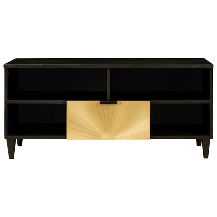 Cabinet TV Negru și Aur 100 x 33 x 46 cm Lemn masiv de mango - WALTI WALTI