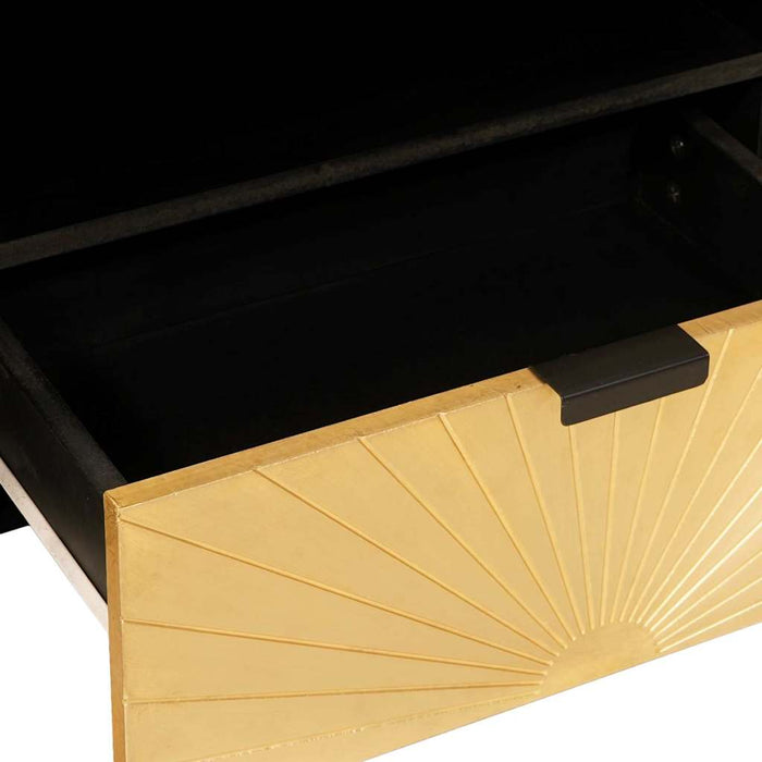 Cabinet TV Negru și Aur 80 x 33 x 46 cm Lemn masiv de mango - WALTI WALTI