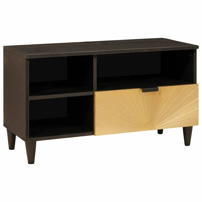 Cabinet TV Negru și Aur 80 x 33 x 46 cm Lemn masiv de mango - WALTI WALTI