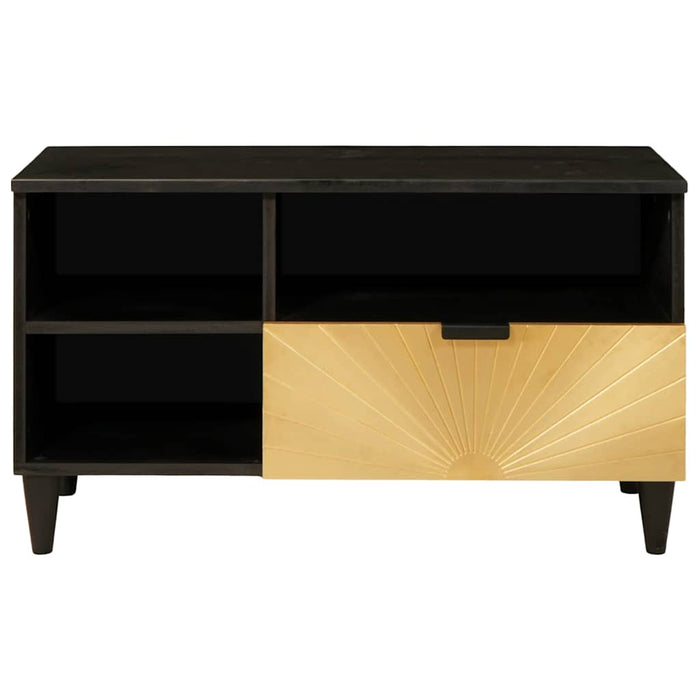 Cabinet TV Negru și Aur 80 x 33 x 46 cm Lemn masiv de mango - WALTI WALTI