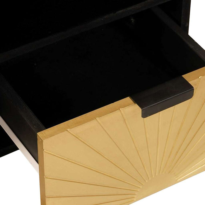 Cabinet TV Negru și Aur 100 x 33 x 46 cm Lemn masiv de mango - WALTI WALTI