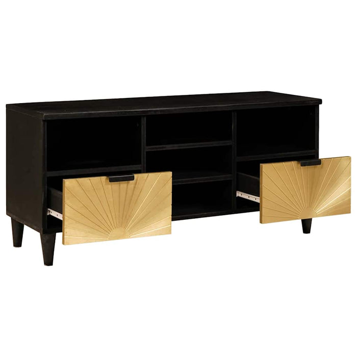 Cabinet TV Negru și Aur 100 x 33 x 46 cm Lemn masiv de mango - WALTI WALTI