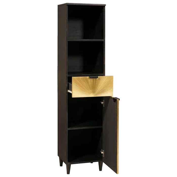 Dulap de Baie Negru și Aur 38 x 33 x 160 cm Lemn de mango solid - WALTI WALTI