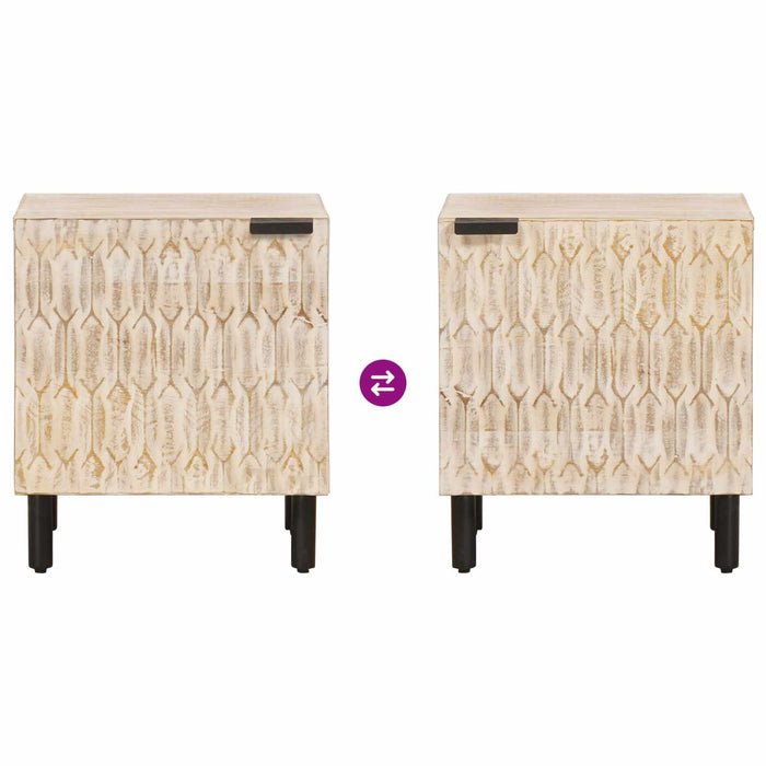 Dulap de noapte Alb 40 x 33 x 46 cm Lemn de mango solid - WALTI WALTI