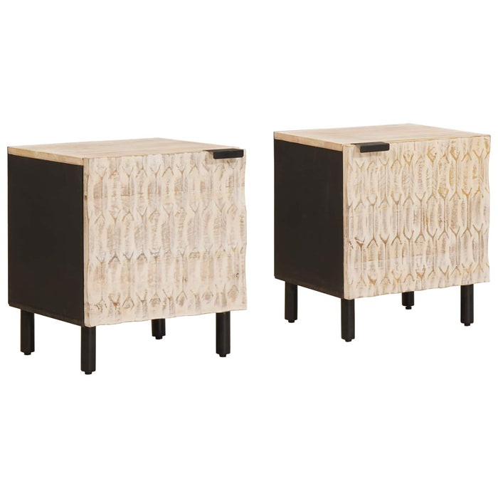 Dulap de noapte 2 pcs Alb 40 x 33 x 46 cm Lemn de mango solid - WALTI WALTI