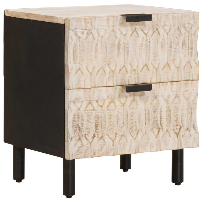 Dulap de noapte Alb 40 x 33 x 46 cm Lemn de mango solid - WALTI WALTI