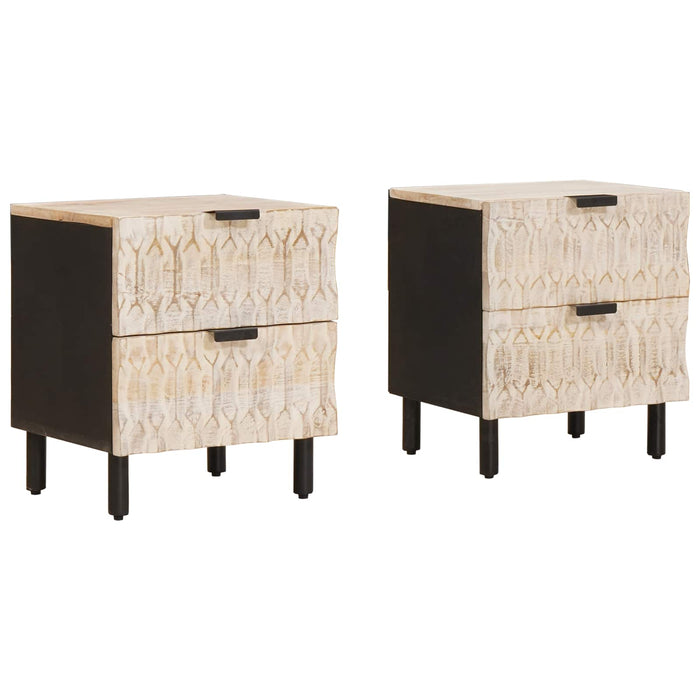 Dulap de noapte 2 pcs Alb 40 x 33 x 46 cm Lemn de mango solid - WALTI WALTI