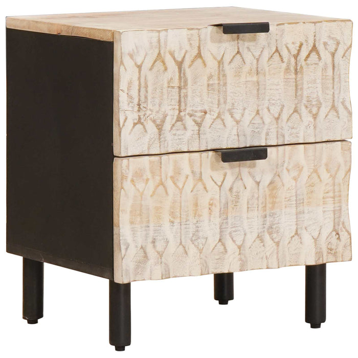 Dulap de noapte 2 pcs Alb 40 x 33 x 46 cm Lemn de mango solid - WALTI WALTI