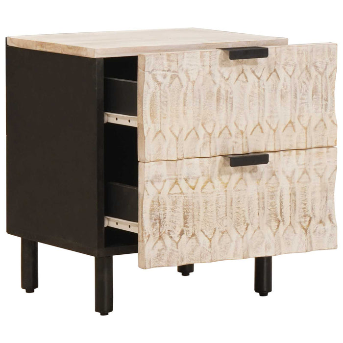 Dulap de noapte 2 pcs Alb 40 x 33 x 46 cm Lemn de mango solid - WALTI WALTI