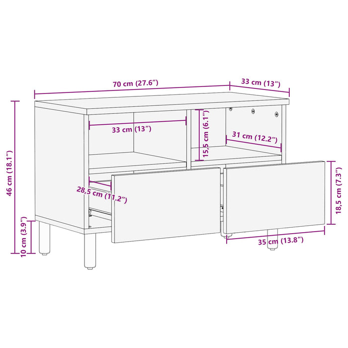 Cabinet TV cu sertar cu raft Finisaj Alb Spălat 70 x 33 x 46 cm - WALTI WALTI
