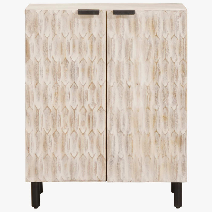 Bufet Finisaj Alb Spălat 60 x 33 x 75 cm Lemn de mango solid - WALTI WALTI