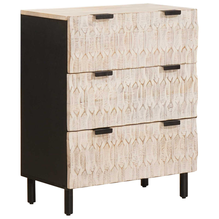 Bufet Finisaj Alb Spălat 60 x 33 x 75 cm Lemn de mango solid - WALTI WALTI